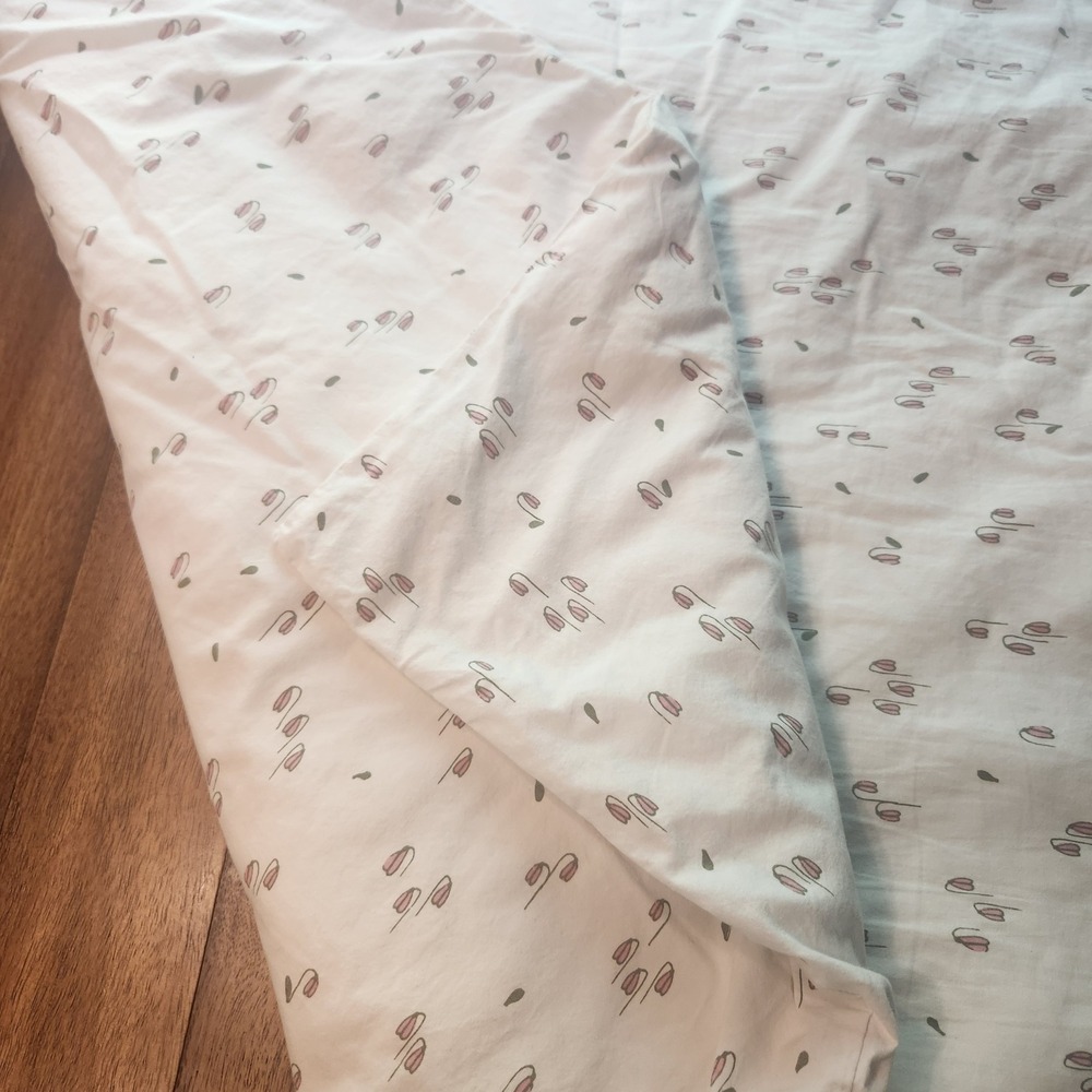 IKEA VAVARE Organic Cotton Crib Duvet Cover Pink Tulip Floral White 44x40
